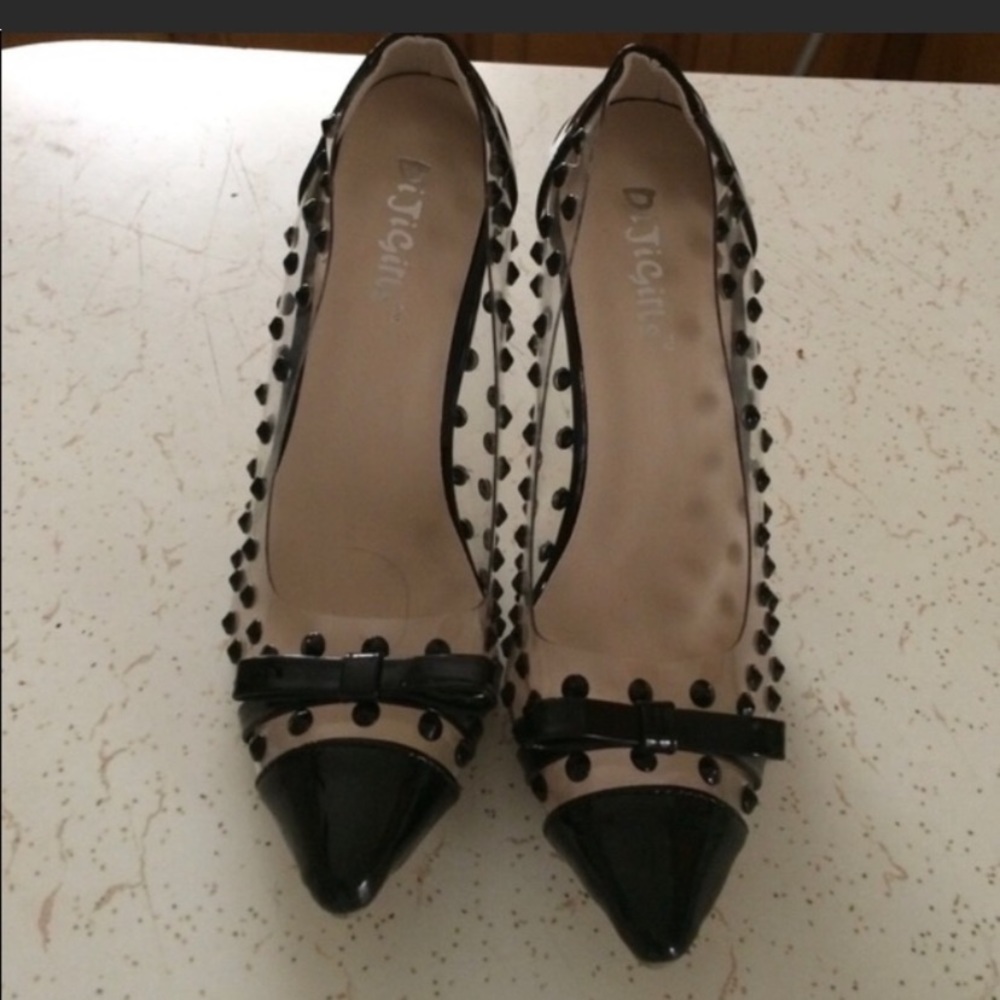 DijiGirl black/clear heels